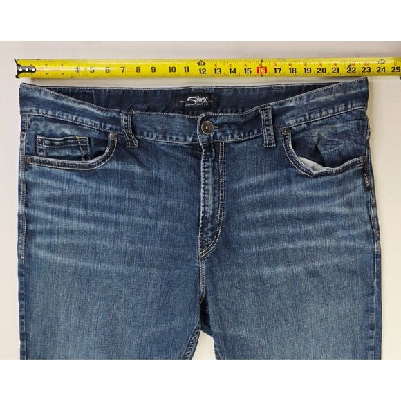 Silver Western Glove Works Size 46X32 Mens Eddie Blue Denim 5 Pocket Logo Jeans - Picture 2 of 11